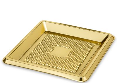 Square Medorino 9,5X9,5 cm(3.74″x3.74″) int 7×7 cm(2.75″x2.75″) – Gold Pet+Pet – Each case contain 600 pieces
