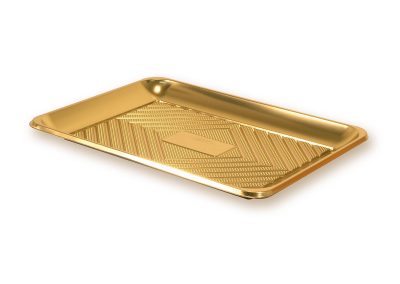KADO’ TRAY GOLD 34,5X25 CM (13.58″X10.04″) Pet+Pet – Each case contain 100 PCS