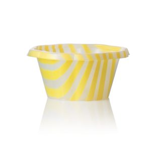 STRIPED JOY CUP 80 cc (2.70 fl. oz.) - White and Yellow Stripes - Each case contain 1200 pieces