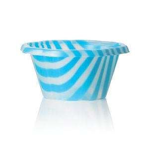 STRIPED JOY CUP 100 cc (3.38 fl oz.) - White and Blue Stripes - Each case contain 1200 pieces