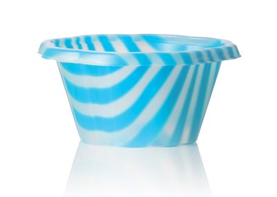 STRIPED JOY CUP 100 cc (3.38 fl oz.) – White and Blue Stripes – Each case contain 1200 pieces