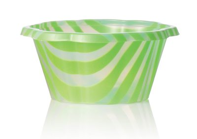 STRIPED JOY CUP 130 cc (4.4 fl oz.) – White and Green Stripes – Each case contain 1200 pieces