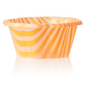 STRIPED JOY CUP 210 cc  (7.1 fl oz.) - White and Orange Stripes - Each case contain 800 pieces