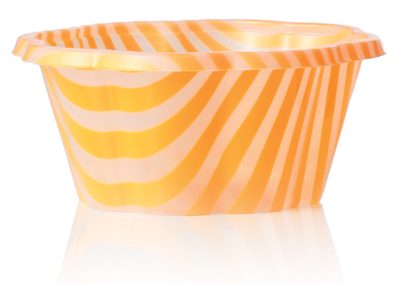 STRIPED JOY CUP 210 cc  (7.1 fl oz.) – White and Orange Stripes – Each case contain 800 pieces